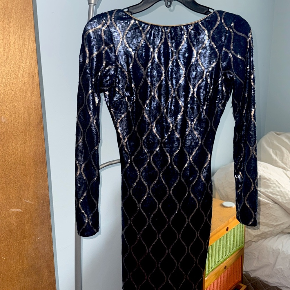 Dress the Population Sequence long-sleeved mini dress with open v-neck back